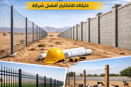 تسوير الأراضي في السعودية باستخدام الشبوك والخرسانة لحماية الأراضي والمزارع